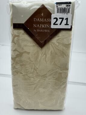 Set Of 4 2004 Bardwil Napkins Ivory Damask Fabric NOS